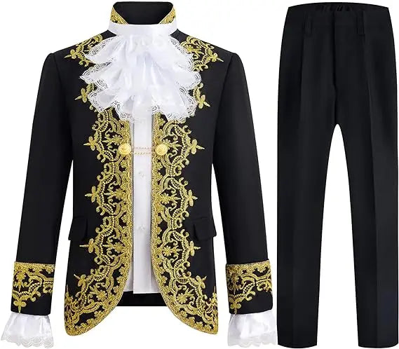 Boy Prince Costume Victorian Gothic Palace Blazer Suit Royal King Outfit Party Cosplay Halloween Costumes Kids