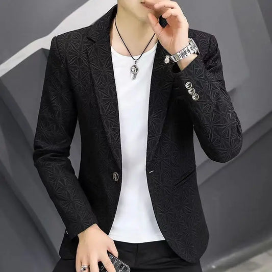 Men's Slim Fit Blazer – Single Button Casual Suit Jacket for Autumn & Winter