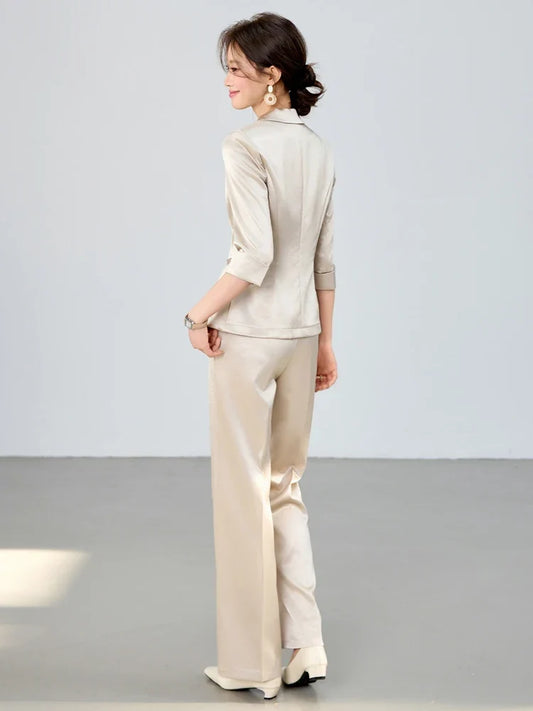 Fashionable Elegant Professional Women's Clothing Mid-Sleeve Two-Piece Set Pants + Suit Jacket Spring Summer New Arrival
