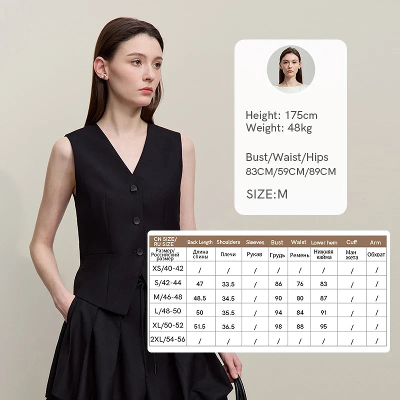 Women's Vests 2026 Autumn New Versatile V-neck Tailored Waist Vest Women's Single Breasted Short Sleeveless Top 12641036