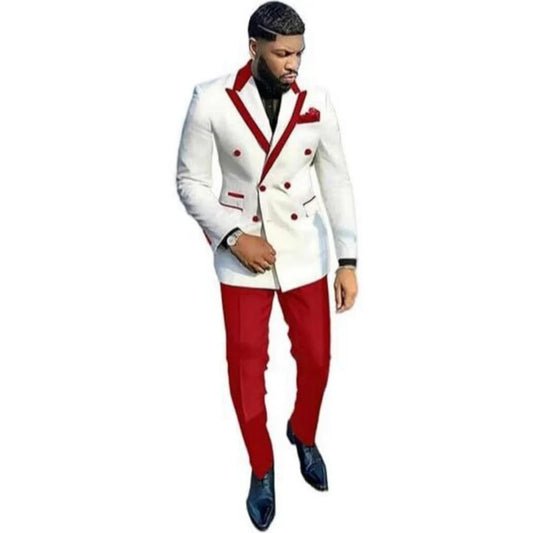 Ensemble de 2 pièces pour homme, blazer et pantalon, style décontracté chic, mode, affaires, mariage, smoking de marié, revers à pointe, veste croisée, pour soirée dîner