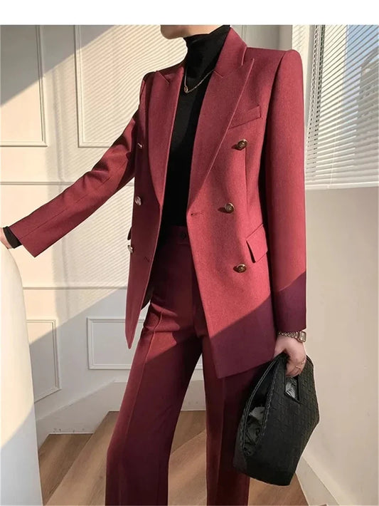 2025 New Women Pant Suit Office Ladies Female Business Work Wear 2 Piece Set Formal Blazer Jacket And Trous
