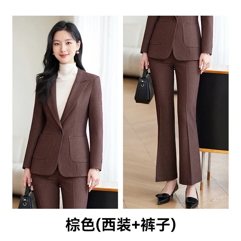 Fashionable professional women's high-quality two-piece trousers + blazer set. 2025 autumn and winter new styles