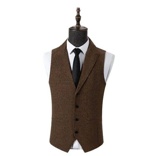 Men's Herringbone Suit Vest Slim Fit for Men Wedding Business Waistcoat