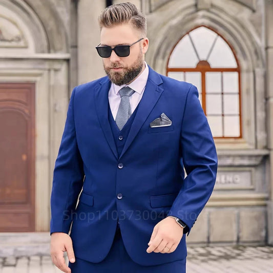 Fat Brother Big Size Men's Suits Formal Business Dress Fashion 3 Piece Set for Wedding Party Prom XS-6XL Jackets Vest Pants