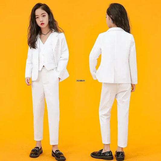 Boys Formal Suit Set – White Wedding & Performance Costume for Kids