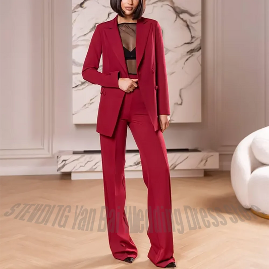 Luxury 2026 New Women's Suit Tailored Made Peaked Lapel Double Breasted Blazer Set Two Piece Fashion Party Club Casual Outfit