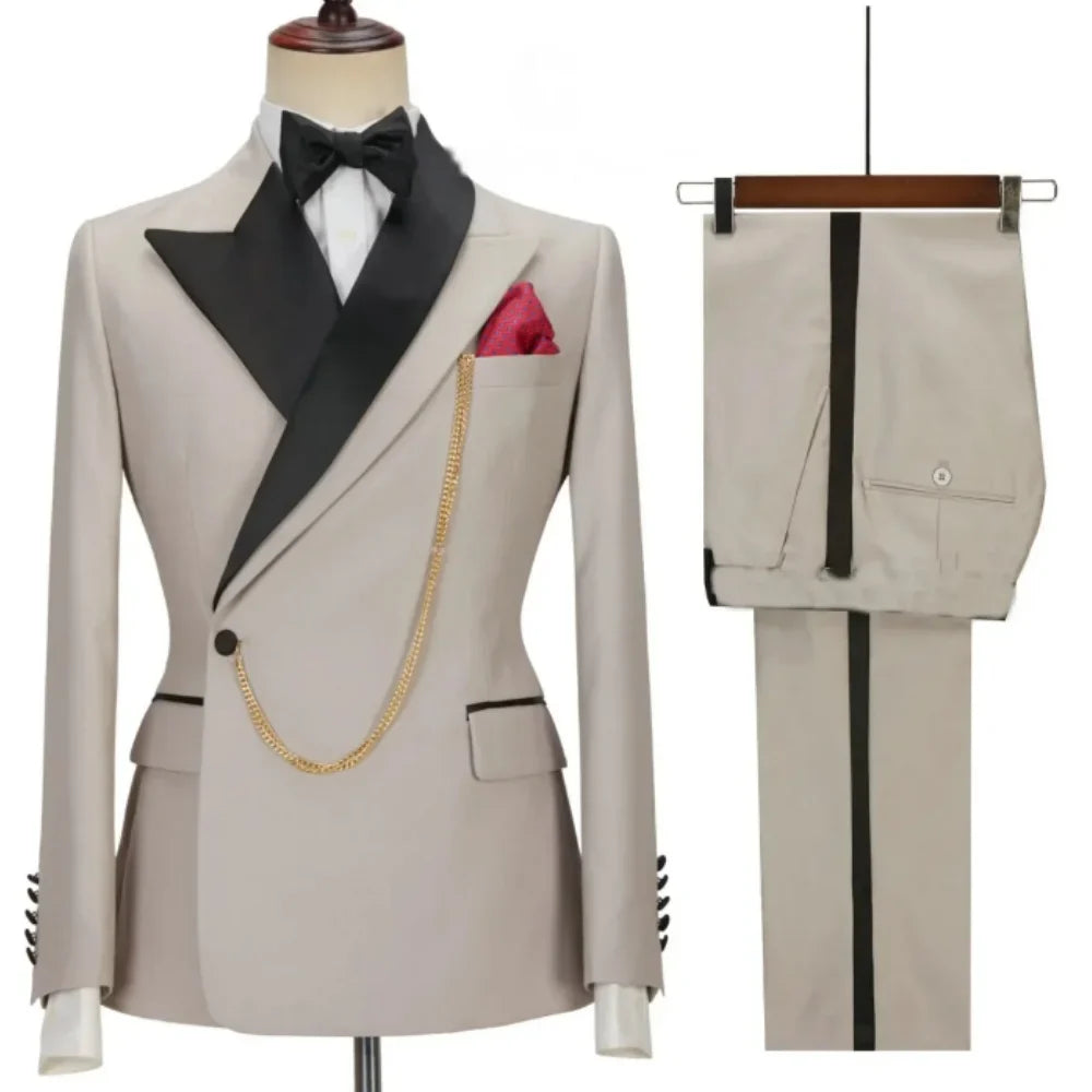 Groom dress suit lapel Men's suit Business Ball Wedding Casual fashion 2 piece set