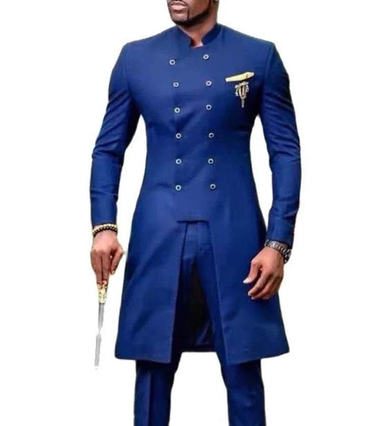 Classic Black Men Suit Slim Fit New Luxury African Style Wedding Tuxedos for Men Fashion Dinner Party Jacket Pants 2 Pieces Set