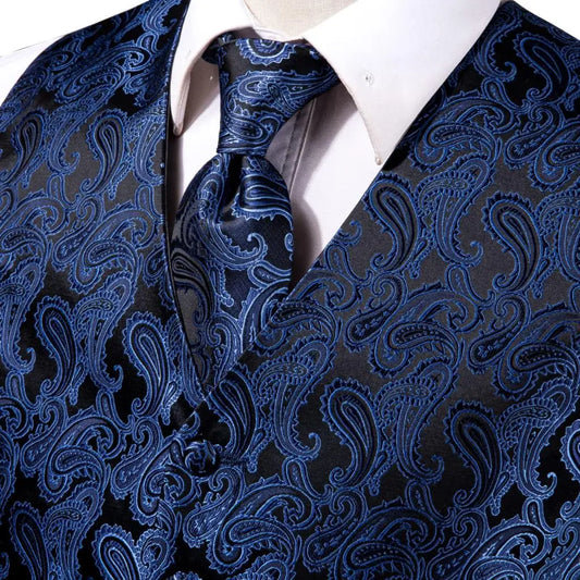 Men's Formal Vest – Paisley Jacquard V-Neck Waistcoat for Weddings & Events