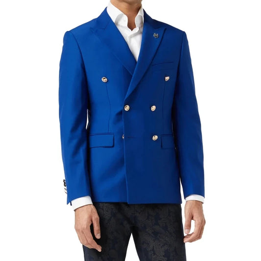 Men Suit Beige 2 Pieces Solid Gold Double Button For Wedding Banquet Party Business Office Work Suit Jacket With Pants