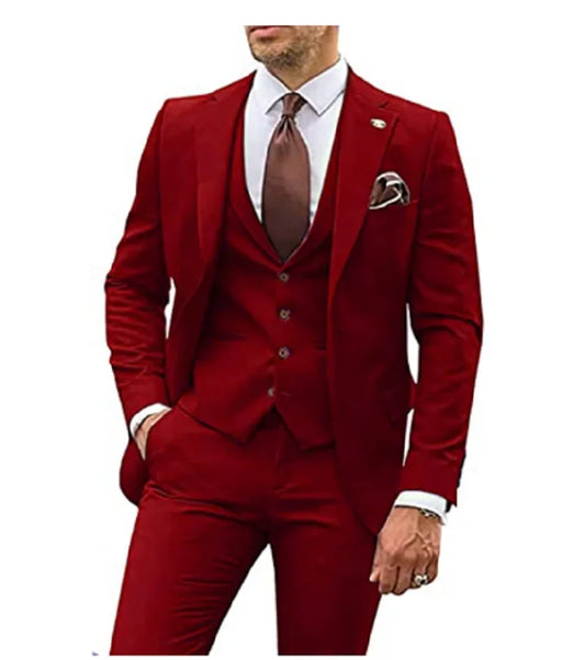 Men's Suits Business Casual Groom Tuxedos Party Suit Notched Lapel Slim Fit Costume Homme (jacket+vest+pants)