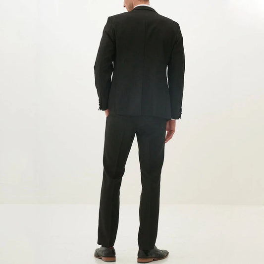 Men Suit 3 Piece Black Solid With Peaked Lapel Single Button For Wedding Banquet Birthday Party Business Daily Jacket Vest Pants