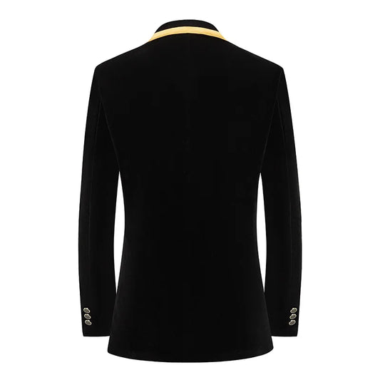 New Men Luxury Velvet Suit 2 Piece Classic Male Wedding Prom Party Stage Performance Patchwork Embroidered Blazers and Pants