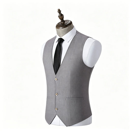 Men's Linen Waistcoat Slim Fit V-Neck Casual Suit Vest for Men