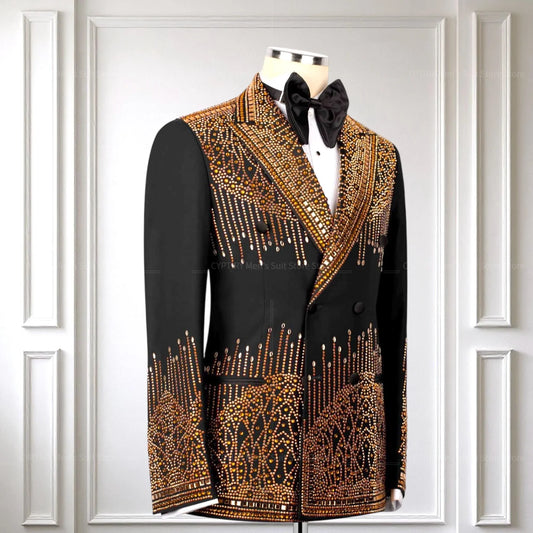 Suit For Man Stone Embroidered Wedding Men's Suit, Groom Tuxedo Set, Party Suit Men, Prom's Tuxedo, Stage Costume For Men