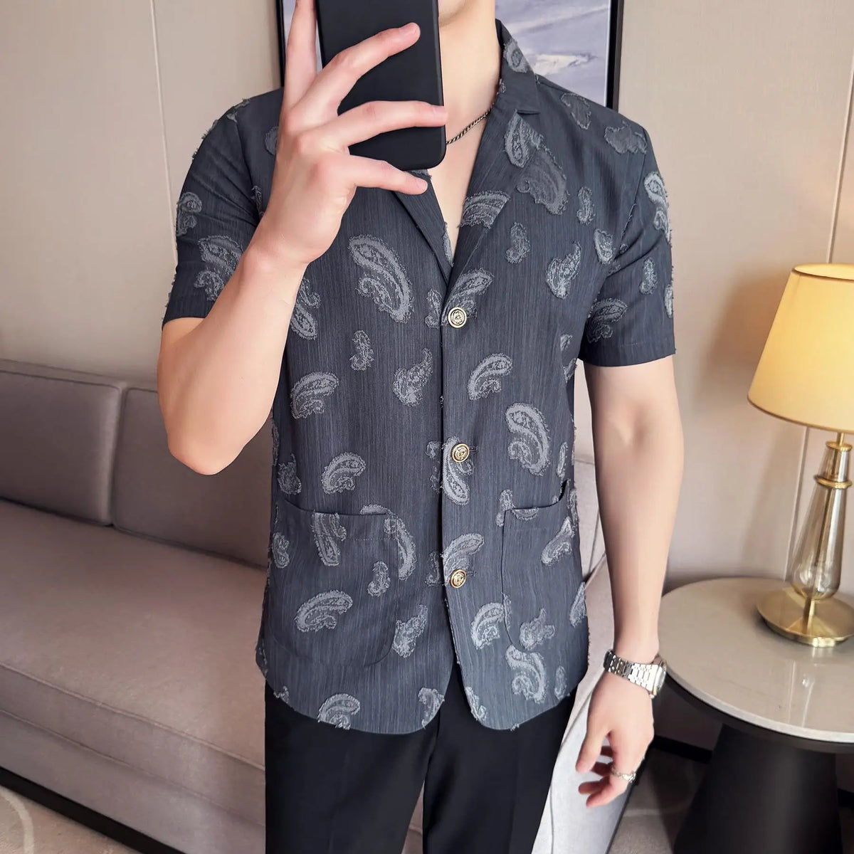 Summer Thin Ice Silk Without Lining Suit Coats 2025 New High-end Fashion Jacquard Casual Social Shirt Coat Men Clothing 4XL-M