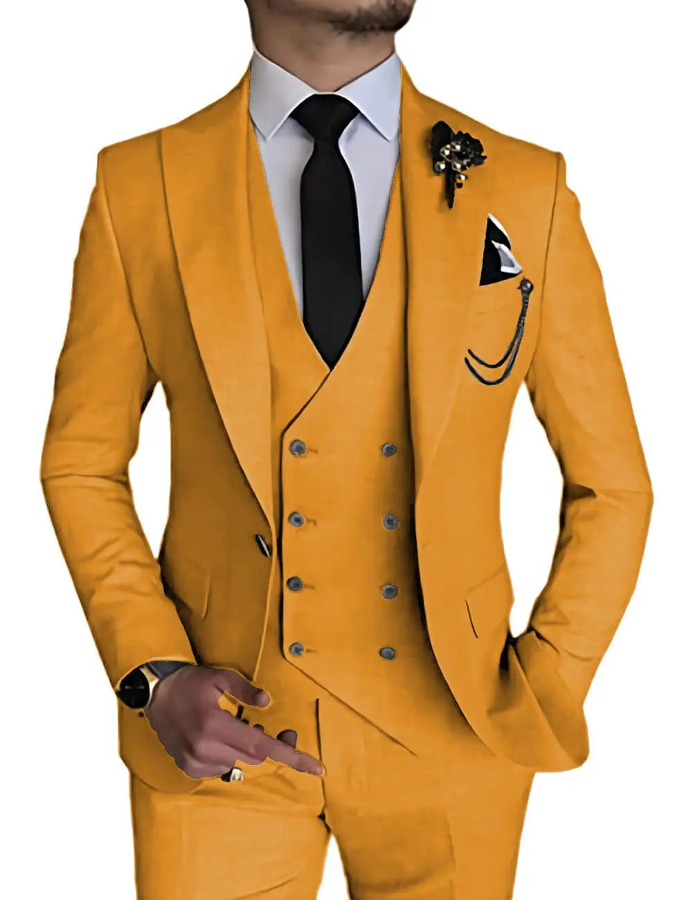 Dark Blue Slim Fit 3 Piece Wedding Suits for Men Best Man Groom Tuxedos Smart Casual Prom Party Business Costume Homme Male Set
