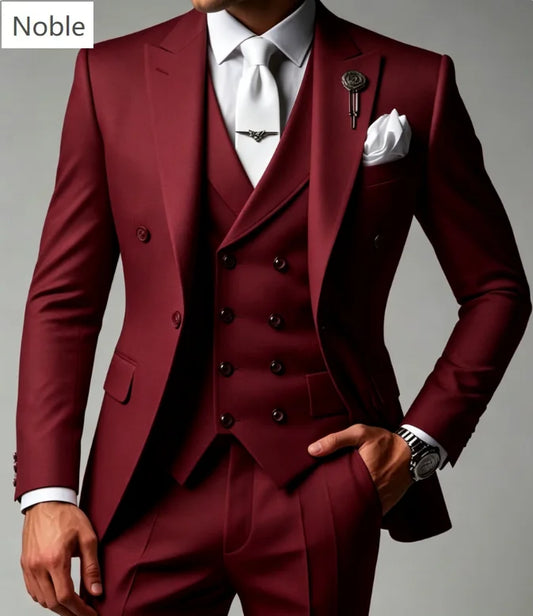 Elegant White Men Wedding Suit 3 Pieces Double Breasted Blazer Vest Pants Set Formal Business Prom Groom Outfit Customized