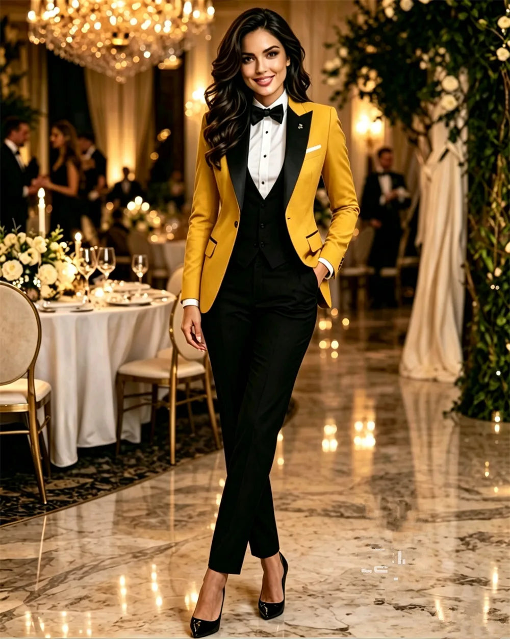 Elegant Women's Suits 3 Pieces Tailor Made Wedding Outfits Party Wear Dinner Paintsuit (Blazer+Vest+Pants)