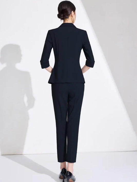 2026 spring/summer fashionable women's clothing, high-quality suit mid-sleeved two-piece pants + blazer