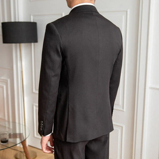 Men Suit 3 Pieces Black With Lapel Double Button For Wedding Groom Banquet Work Tuxedos Birthday Daily Jacket Vest With Pants