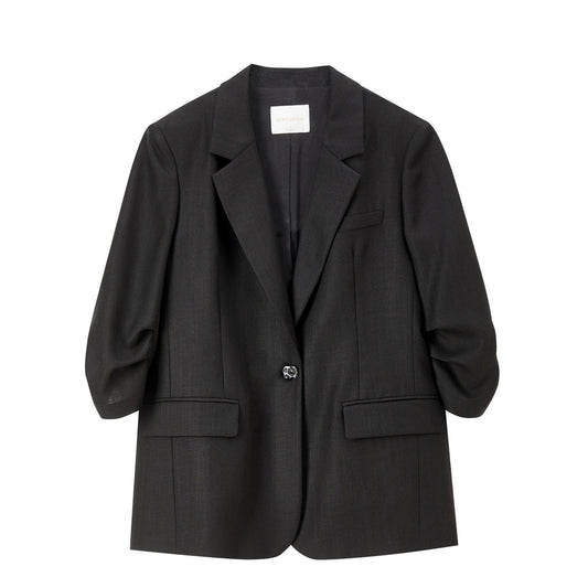 Women's Light Business Blazer Padded Shoulder Acetate Lyocell Blend 2026 Autumn Commuter Casual Suit Jacket 163XC7789