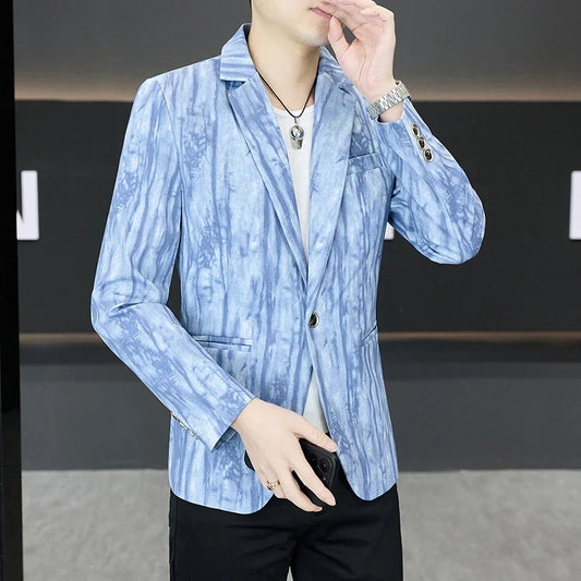 Korean Slim Fit Casual Suit Jacket for Men 2026 Spring Autumn Business Social Blazers Office Hairstylist Streetwear Jackets