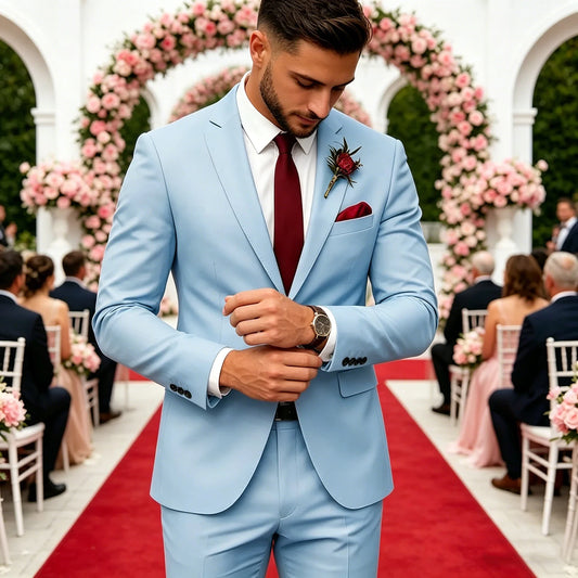 Men's 2-Piece Velour Suit – Slim Fit Blazer and Pants for Wedding, Prom & Formal Occasions