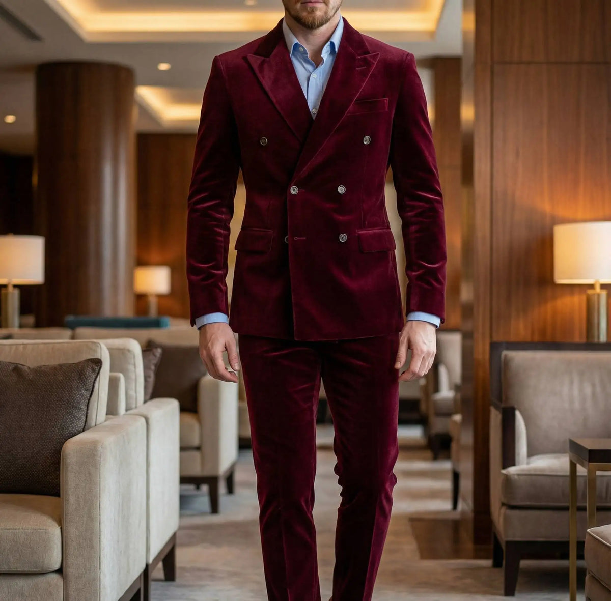 Velvet Double Breasted Blazer for Men Dinner Party Italian Style Smoking Prom Jacket Elegant Jacket and pant for Wedding Party