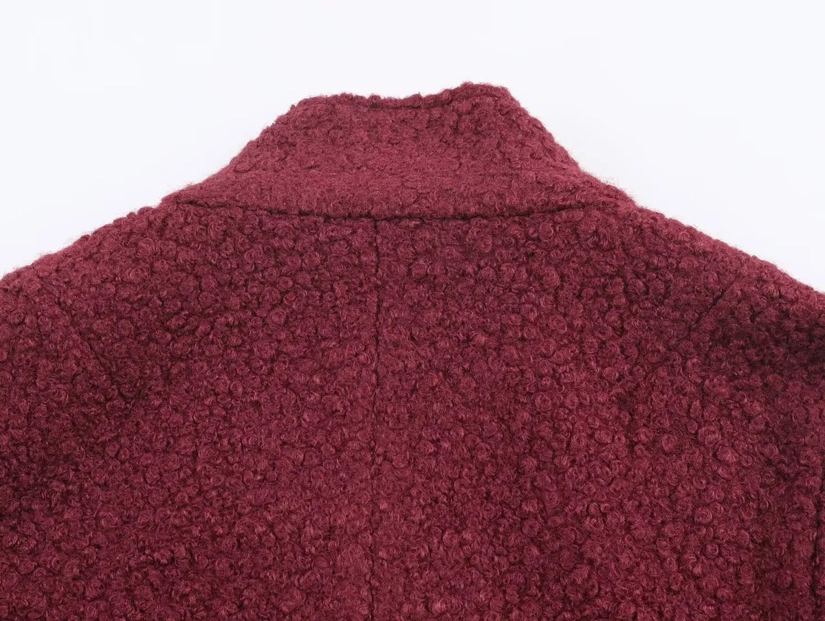 Women Christmas Red Winter Jacket Coat Vintage Teddy Coats Streetwear Long Sleeve Lamb Wool Jacket Outerwear 2000s Clothes 2025