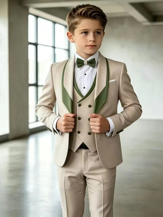 Flower Boys Wedding Tuxedo 3 Pieces Jacket Vest Pants High Quality Kids Slim Fit Suit Set Piano Performance Wear 2-20T