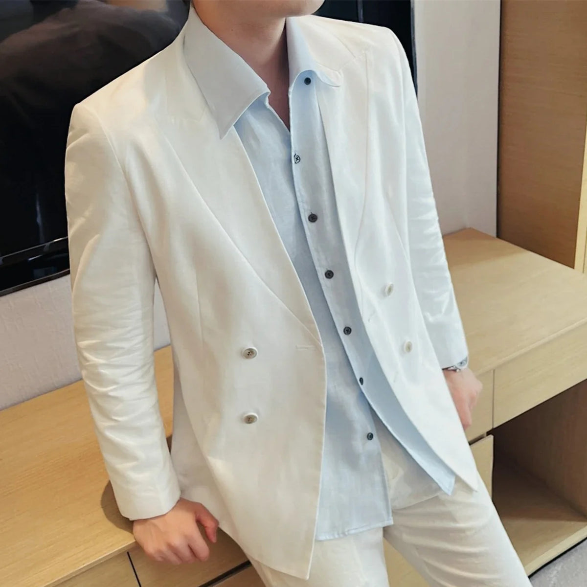 Summer Linen Breathable Suit Jacket Daily Casual Thin Blazers Men's Business Formal Suit Jacket Wedding Groom Coats Men Clothing