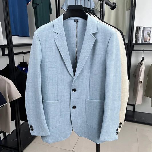 25% Linen Blazer Men Fashionable Outdoor Travel Camping Youthful Wedding Versatile Host School-fit Casual Korean Version Blazer