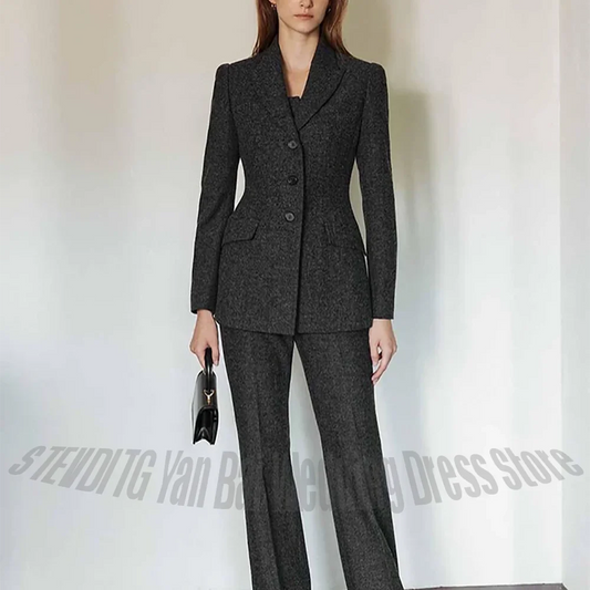 Customized Women's Suit Two Pieces Peaked Lapel Classic Outfit Single Breasted Sophisticated High Quality Two Pieces Set