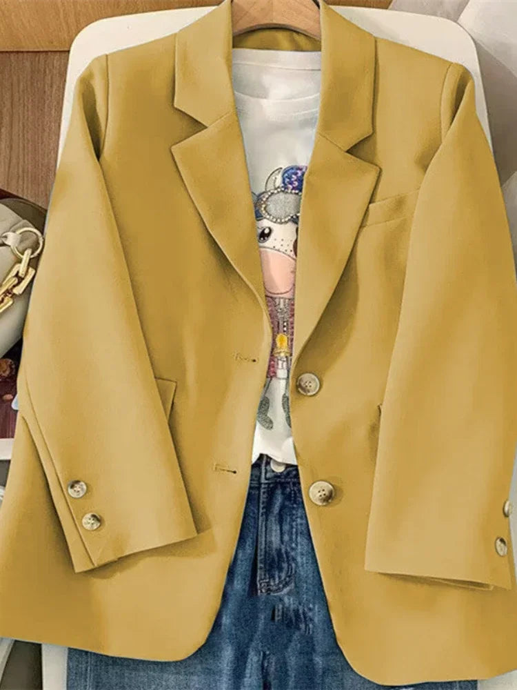 Women's Long Sleeved Blazer Casual Loose Top Versatile Korean Fashion Office Coat Spring Autumn New