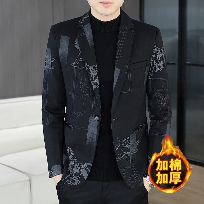 Blazer Autumn and Winter Men's Fashion Business Outdoor Travel Checkered Wedding Youth Slimming Casual High Formal Wear Blazer