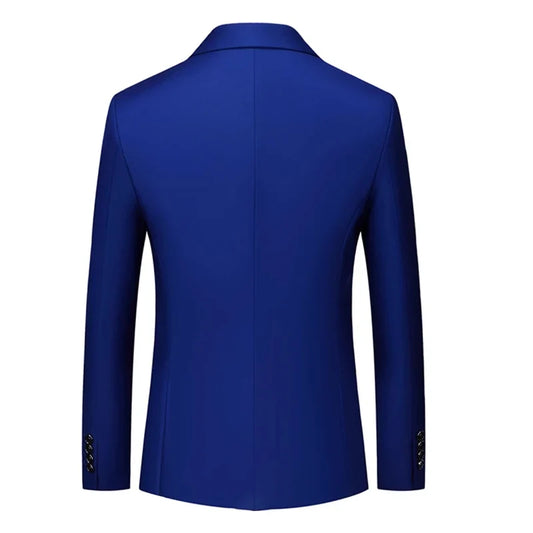 Men's Formal Blazer – Solid Color Single Button Suit Jacket for Wedding & Business
