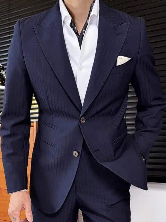 New Men Banquet Suits Set Slim Fit Single Breasted Business Gentleman Suit Wedding Blazers Matching Set Full Length Pant Outfits