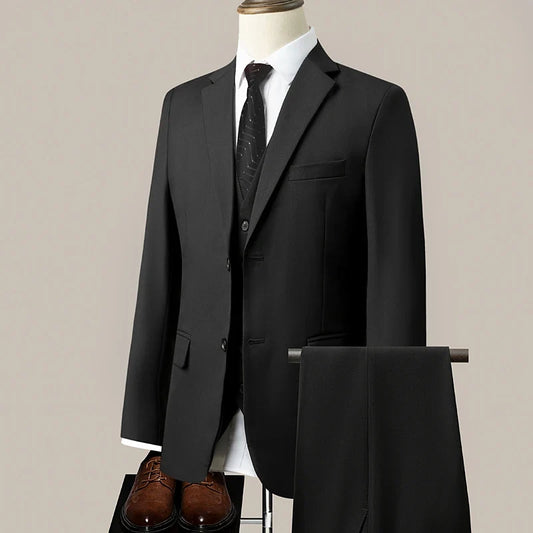 Men's Suit Blazer and Pants Tailored Solid Color Smart Casual for Wedding and Banquet