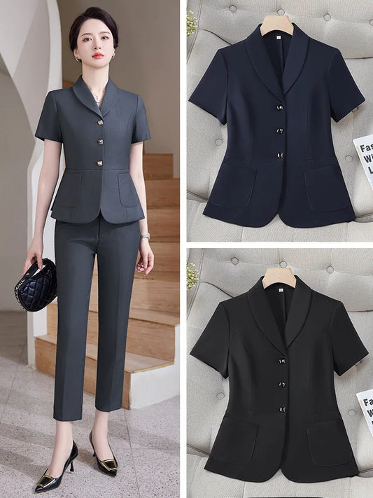 2024 Summer Formal OL Styles Women Professional Office Work Wear Pantsuits with Pants and Jackets Career Interview Skirts Set