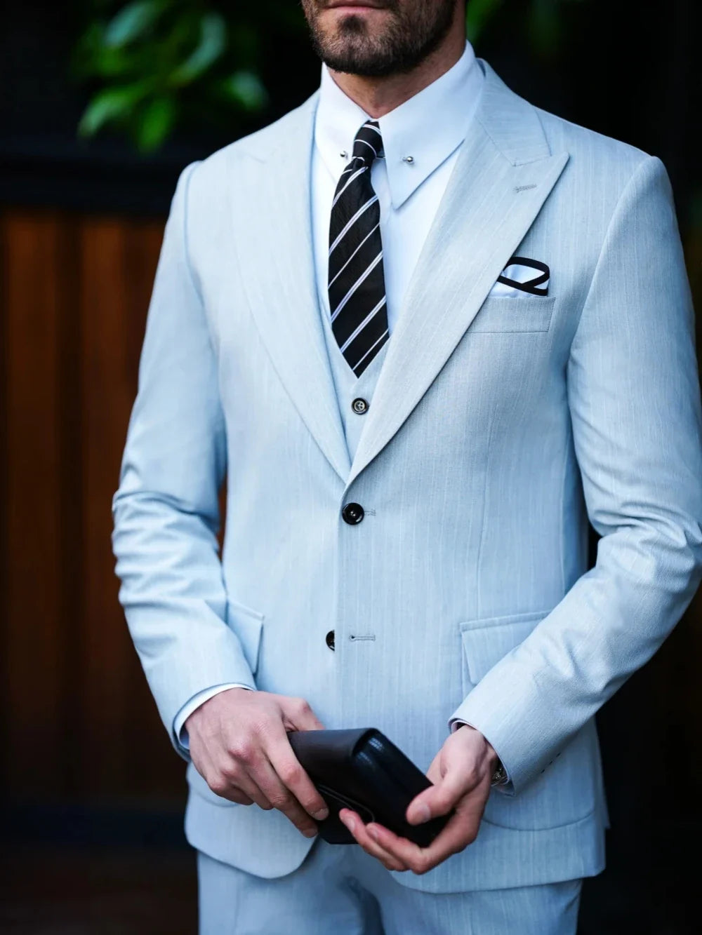 New Customized Striped Suit Blazer Vest Pants 3 Pieces For Men Distinctive Handsome Men's Tuxedo Wedding Groom Best Man Outfit