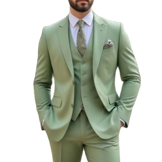 2026 Elegant men's wedding suit, groom suit jacket vest pants 3-piece formal classic whole society clothing