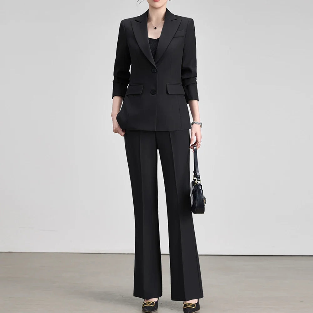 Ladies Office Formal Trousers Suit for Women Autumn Elegant Long Sleeve Blazer and Pants Twe Pieces Matching Sets Outfits
