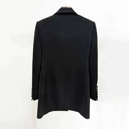 Trendy Fashion Women's Tide Handmade Gorgeous Blazer Heavy Industry Nail Bead Inlaid Diamond Slim Medium Length Coats H2699