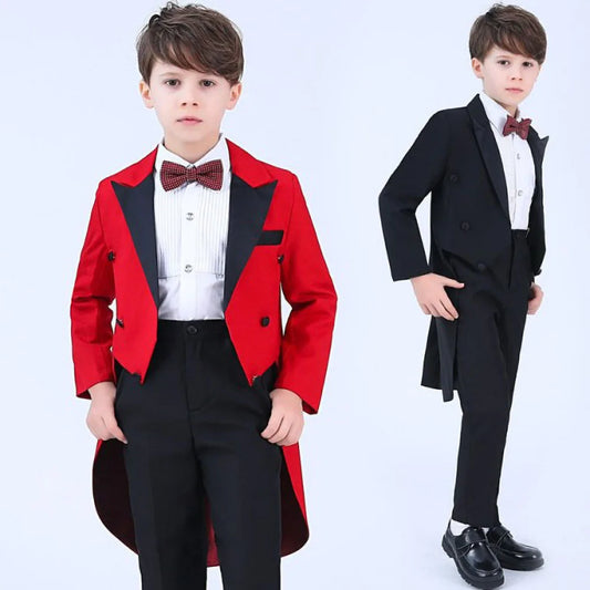 Boys Suits 2 Piece Chic Peak Lapel Double Breasted Children's Clothing High Quality Formal Party Customized Kids Clothes