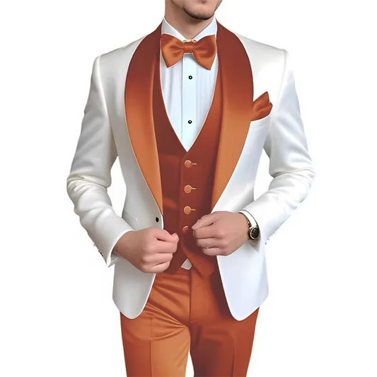 Men wedding Suits 3 Piece Designer Banquet Tuxedo Blue White Style Suits Wedding Party Suits Elegant Suits Formal Fashion Suits
