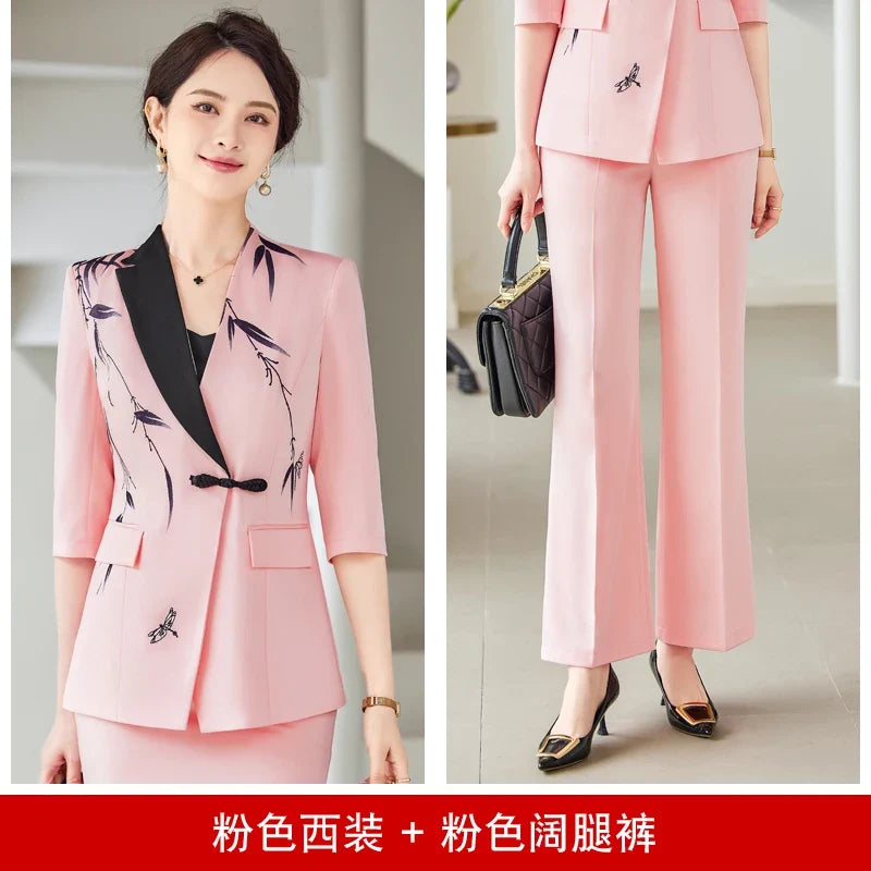 Mid-Sleeve Suit, Pants, Elegant Temperament, Most Unique, Spring and Summer, 2024 New