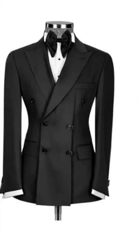 New Style 2 Pieces Men Wedding Prom Dress Suits Double Breasted Peak Lapel Blazer Pants Business Men Suits Groom Tuxedos Outfits