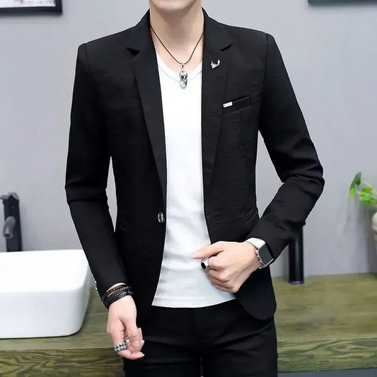Men's Blazer Single Button Suit Jacket Business Casual Multi-Color Spring Autumn